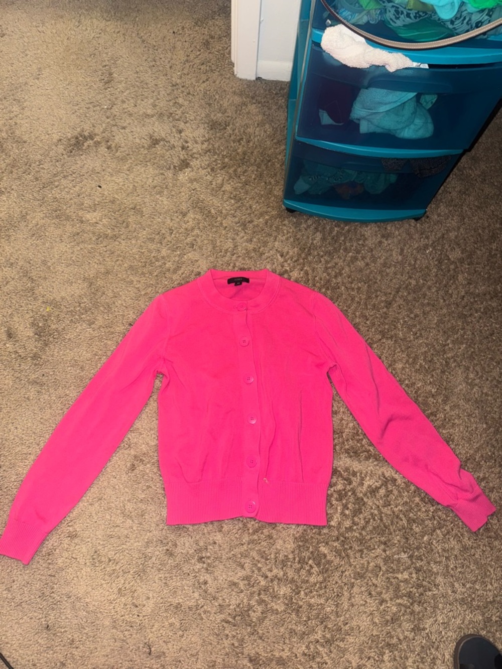 J. Crew Hot Pink Button-Front Cardigan